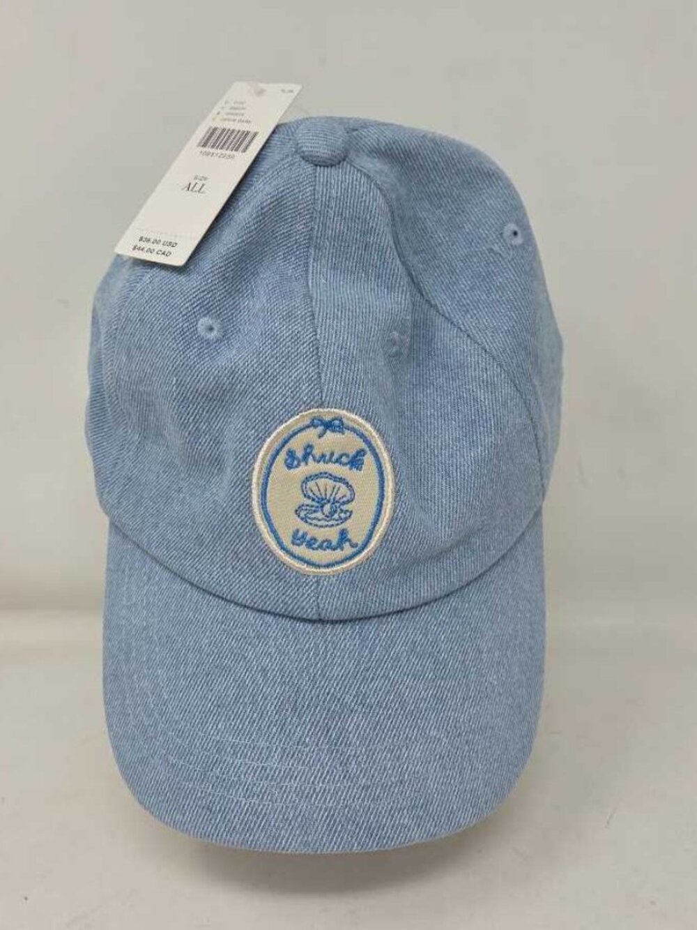 New Anthropologie Shuck Yeah oyster & pearl patch baseball cap
